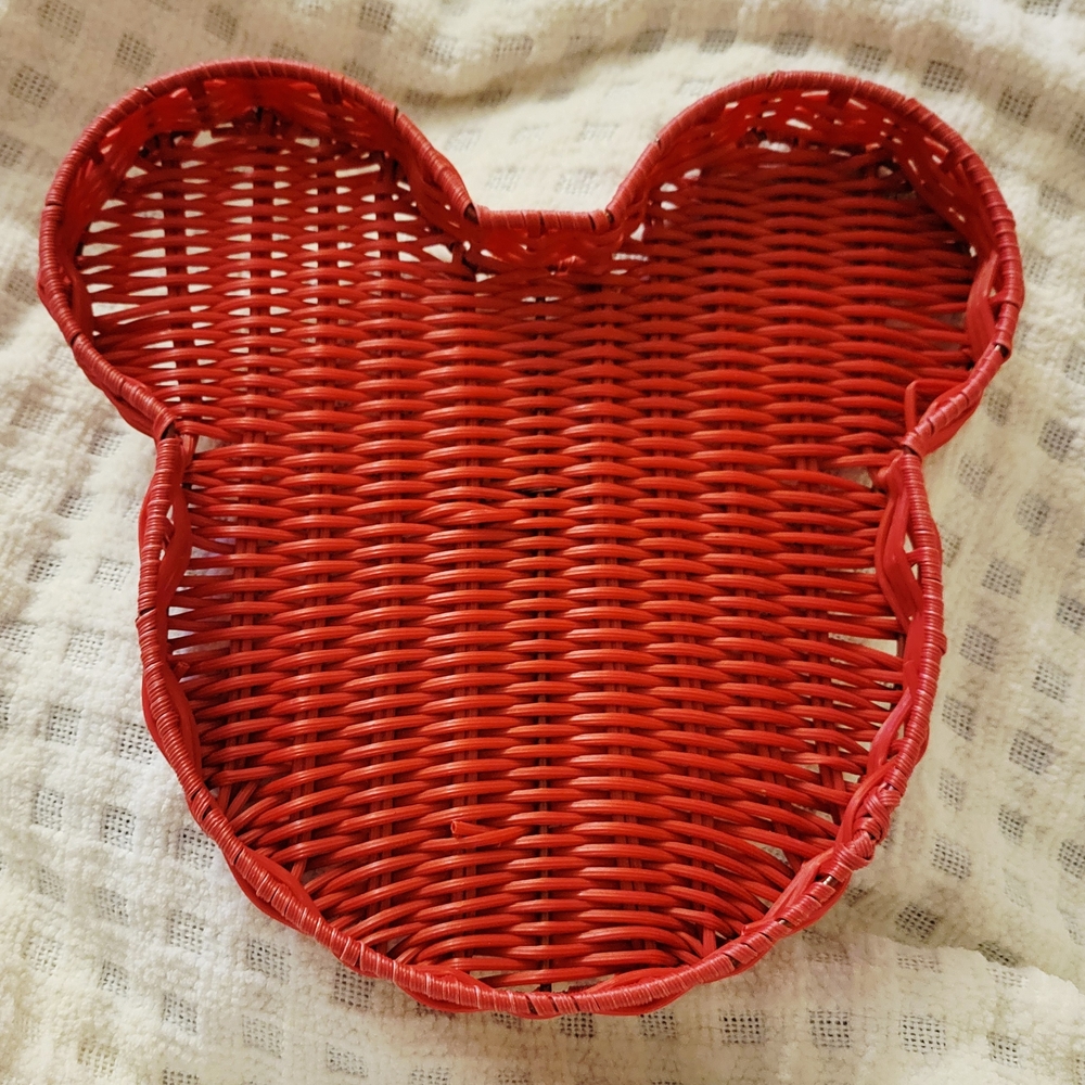 Rare DISNEY Prop MICKEY MOUSE Basket 11" Vinyl Wicker w Disney Tag